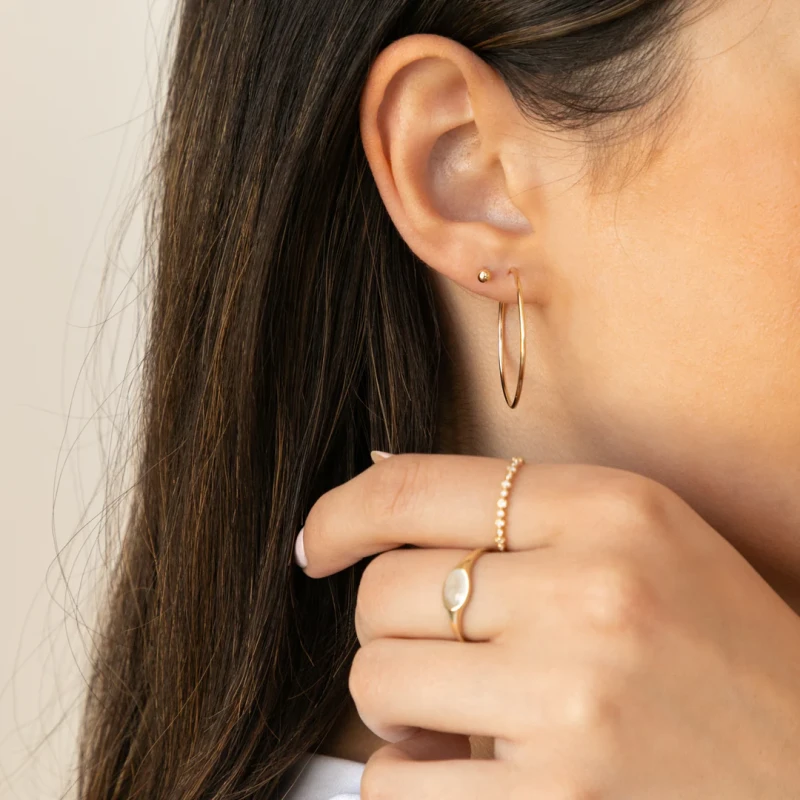 Thin Hoop Earrings - 9k Solid Gold 3