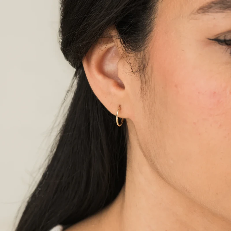 Thin Hoop Earrings - 9k Solid Gold 4