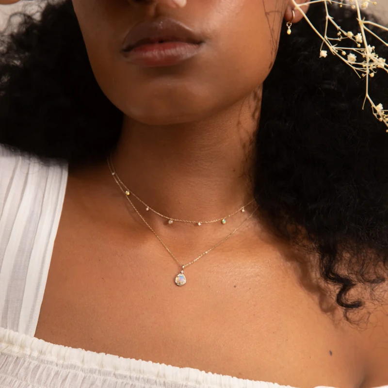 Opal Pebble Necklace - Reversible 3