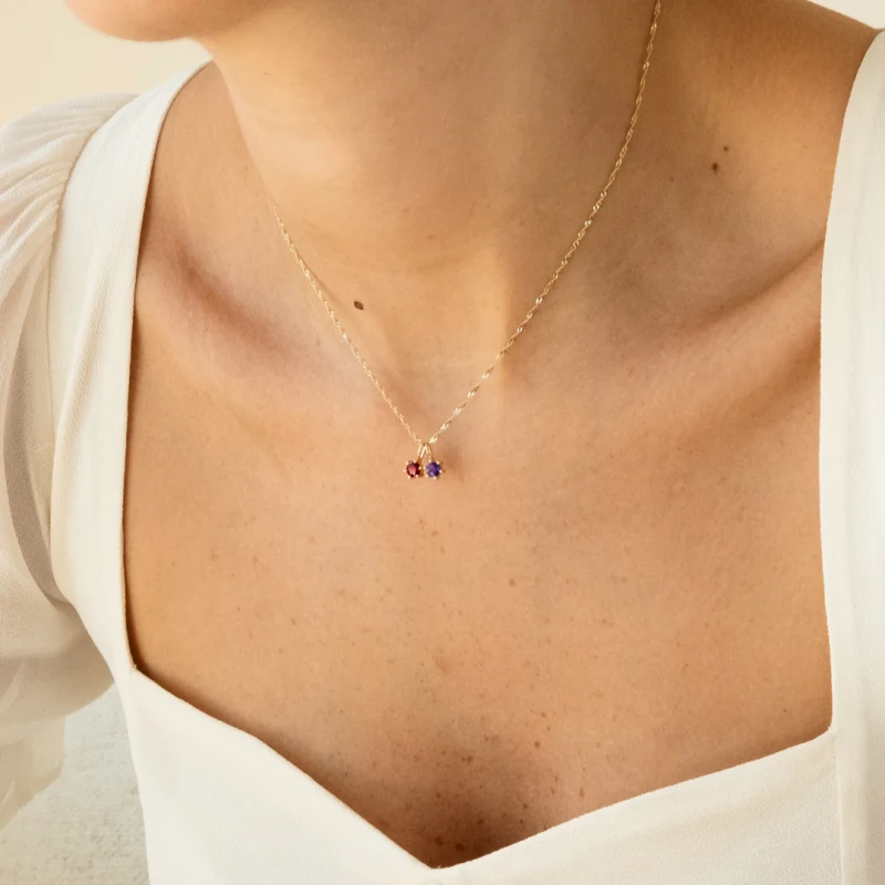 Garnet Charm (January Birthstone) - 9k Solid Gold 7