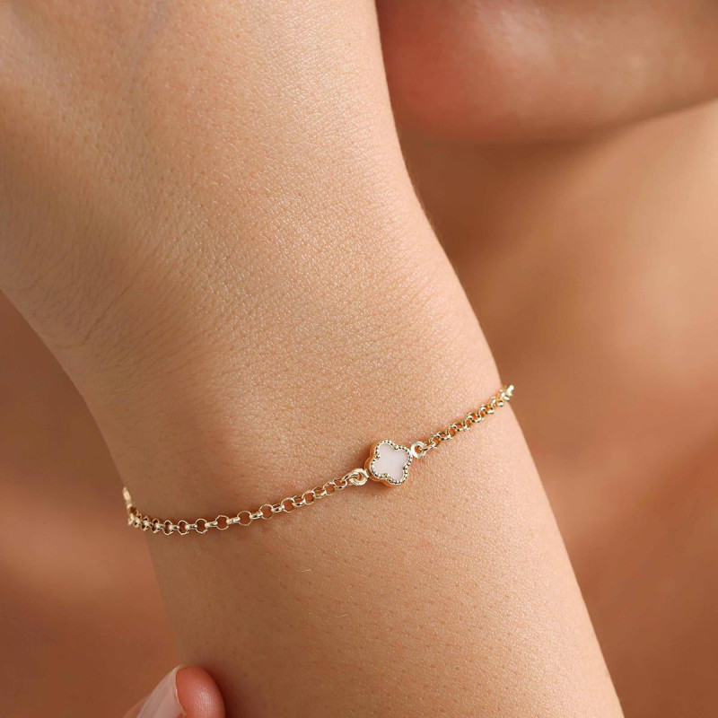 14K Gold White Clover Bracelet 3