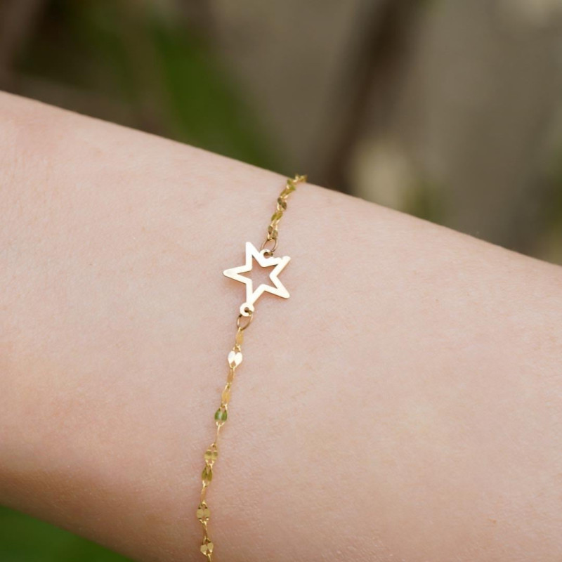 9K Gold Hollow Star Mirrored Chain Bracelet 3
