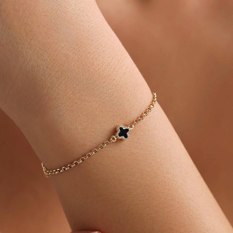 9K Gold Black Clover Bracelet 4