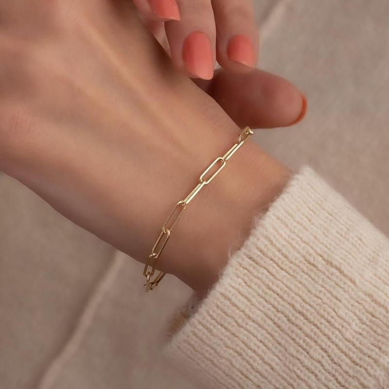 9K Gold Paperclip Bracelet 2