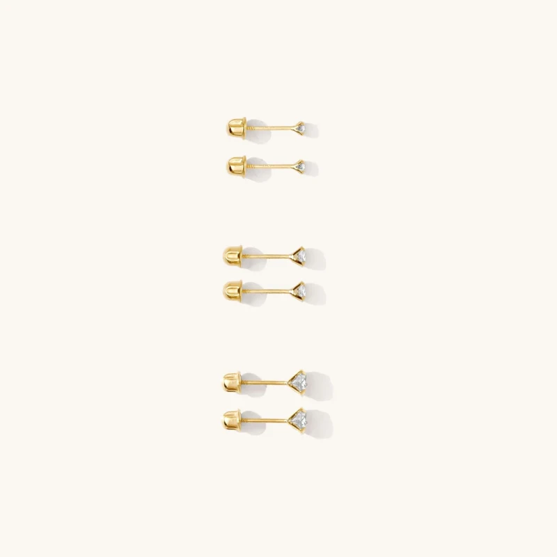 Tiny Screwback Stud Earrings - 9k Solid Gold 6