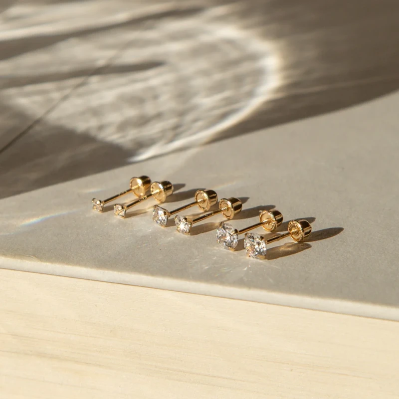 Tiny Screwback Stud Earrings - 9k Solid Gold 7