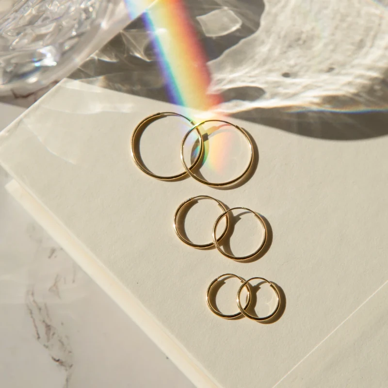 Thin Hoop Earrings - 9k Solid Gold 6