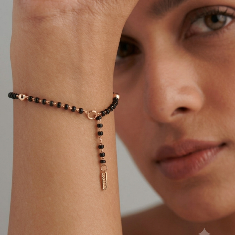 9KT Gold Diamond Infinity Mangalsutra Bracelet 3