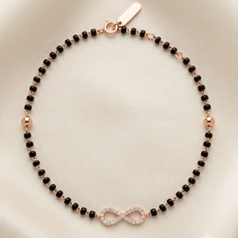 9KT Gold Diamond Infinity Mangalsutra Bracelet 5