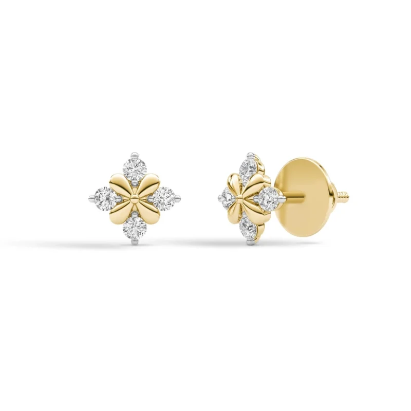 Sixteen Stone Inspired 9KT Gold Diamond Stud Earrings 4